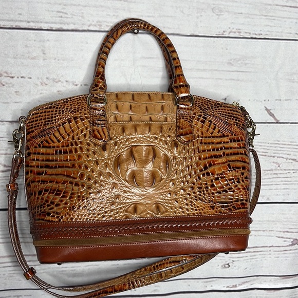 Auth Brahmin Medium Duxbury Satchel Bag in Whipstitching Toasted Almond Dalton! - Picture 8 of 10